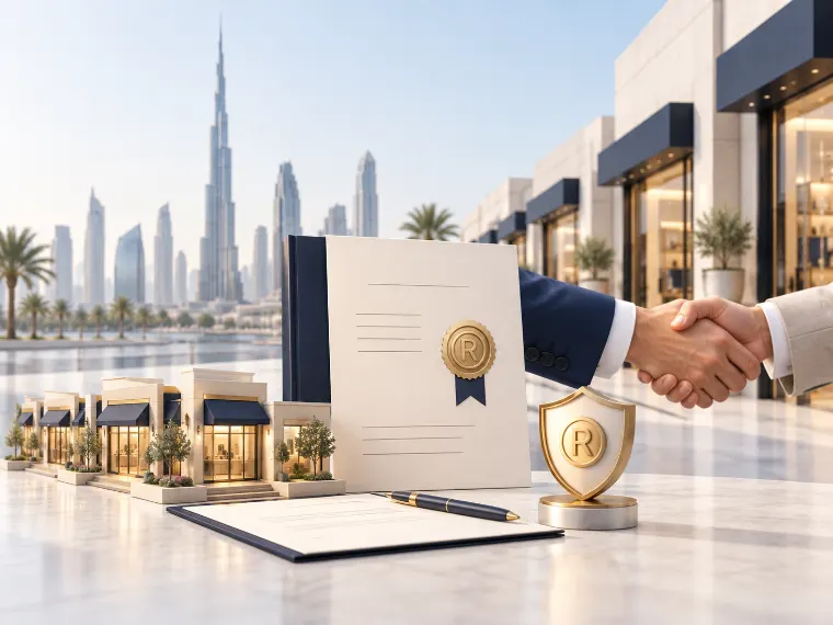 Franchising or licensing a brand in Dubai: handshake over a trademark certificate